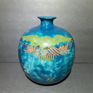 VTG Rare Ceramic Patriotic Spirit of Seventy Six American Flag Eagle Round Vase